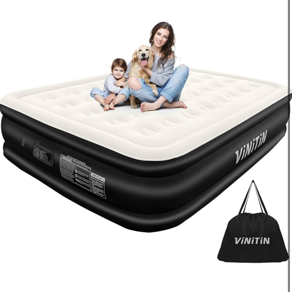 Vinitin Queen Inflatable Air Mattress - Black and White